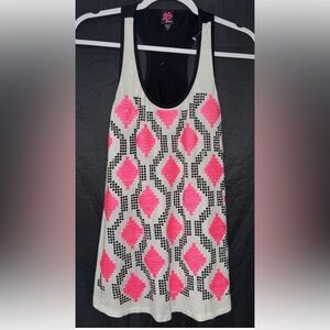 2B Bebe Pink and Black Geometric Tank Top women’s medium